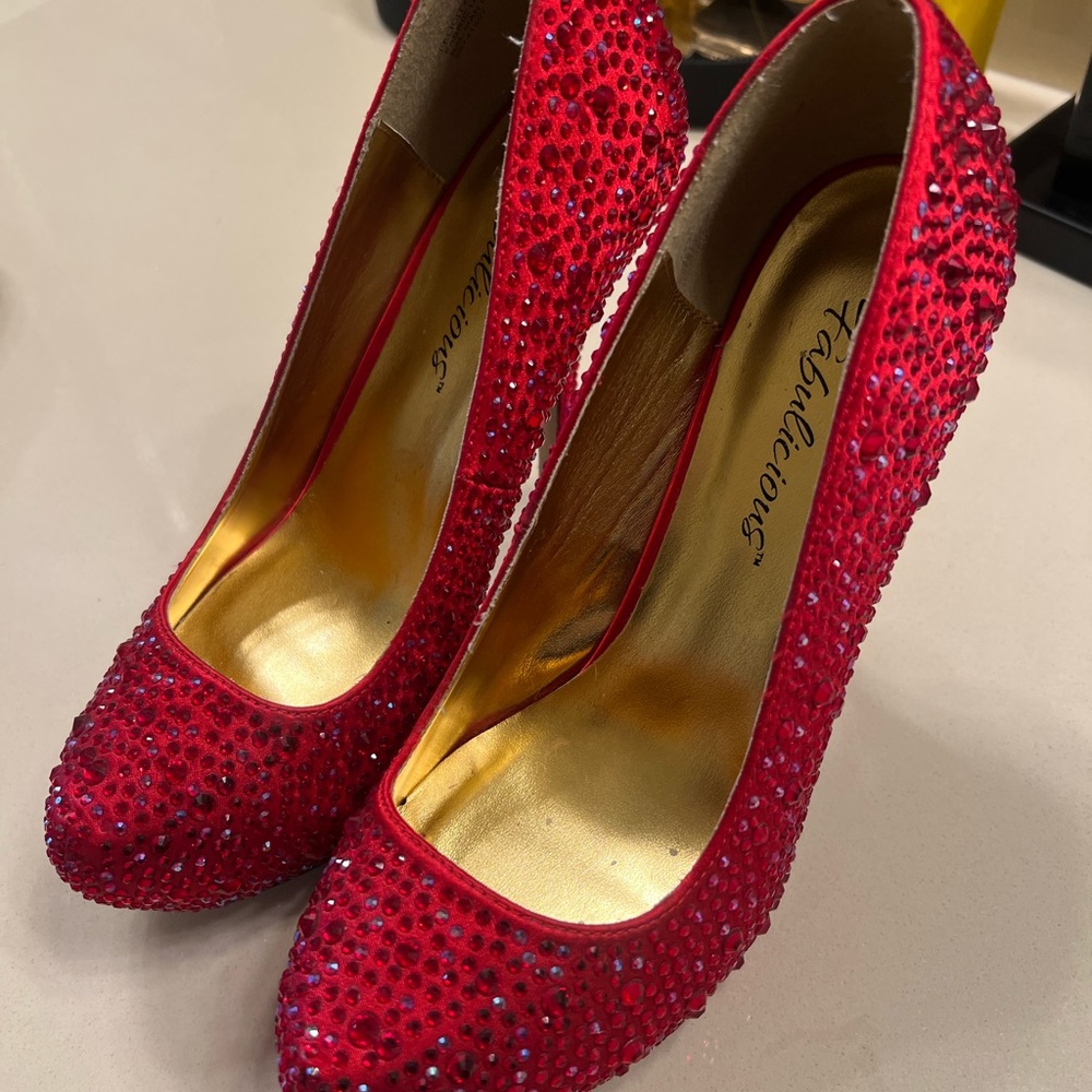 Ruby Red “Slippers” - Platform sparkle heels